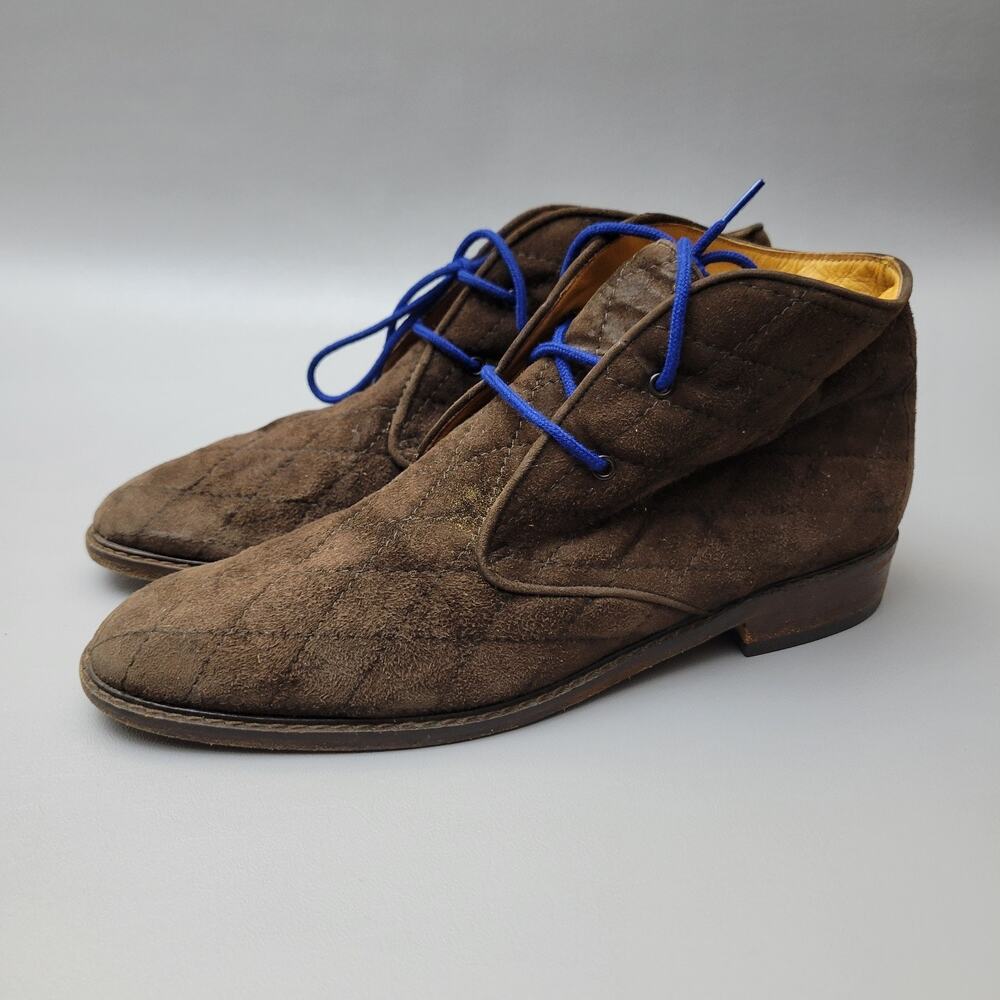 Vintage Cole Haan Italy Women Suede Ankle Boots US Size 8 AA Quilted Chukka Boot